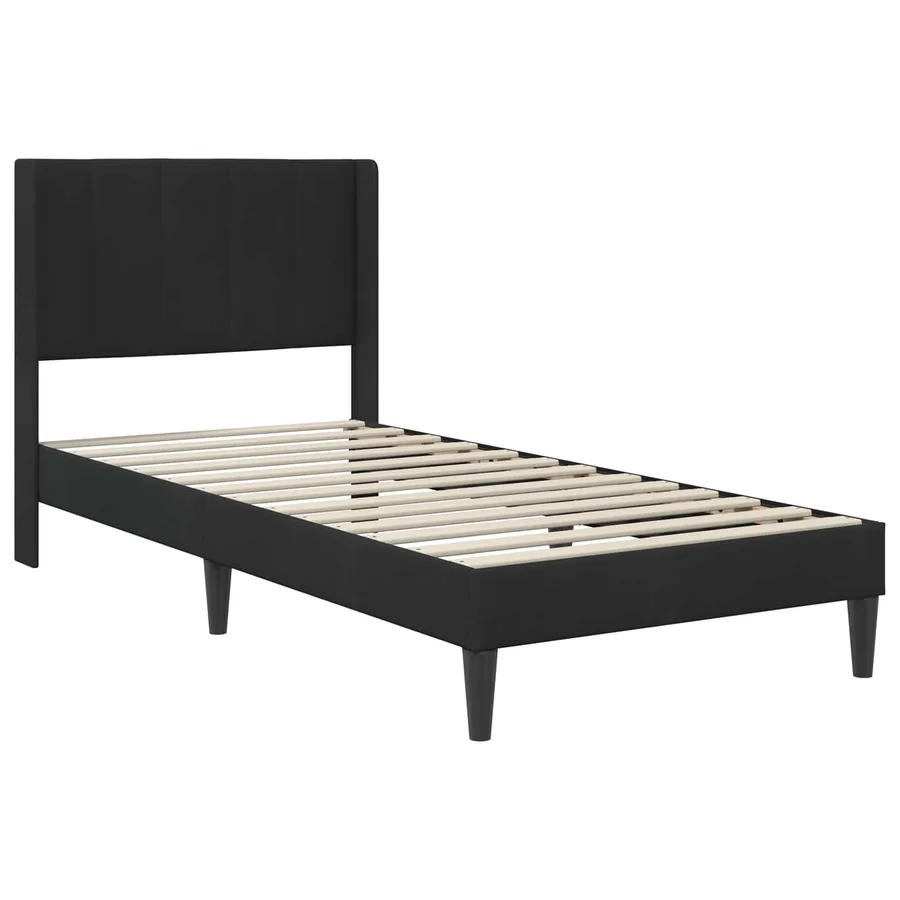 Cadre de lit avec matelas Noir 90 x 190 cm Velours - 4