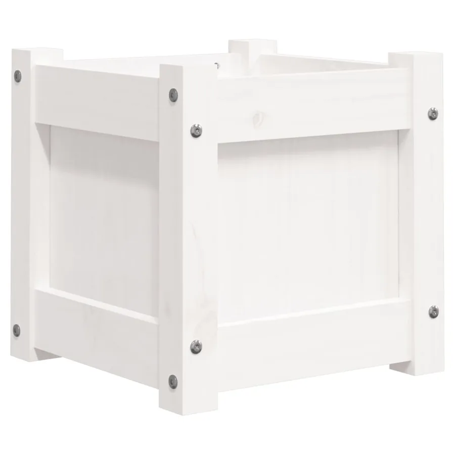 Jardinières 2 pcs blanc bois de pin massif - 5