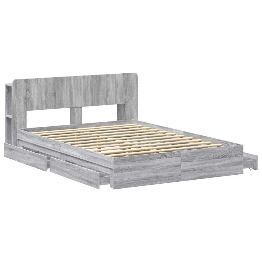 Cadre de lit avec rangement Sonoma gris 140 x 200 cm - 4