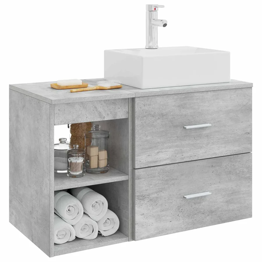 Ensemble de mobilier de salle de bain 2 pcs Gris béton - 3