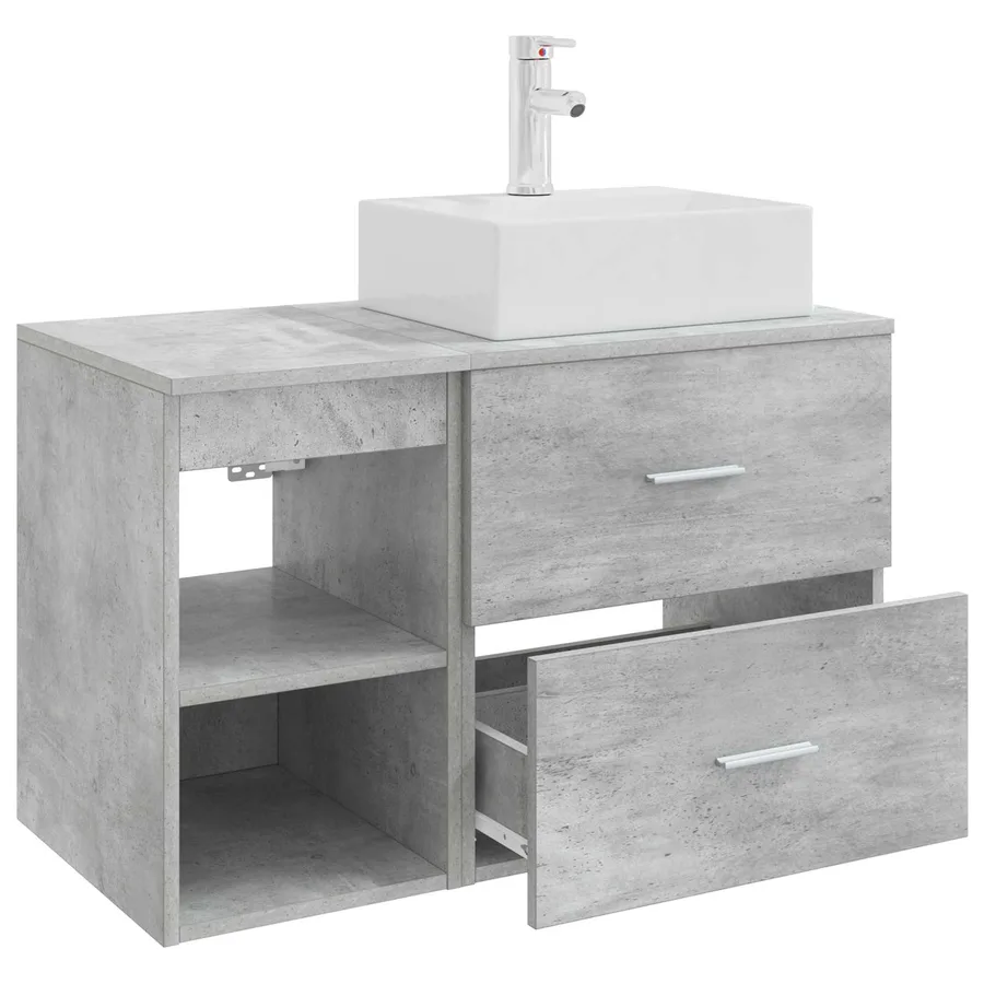 Ensemble de mobilier de salle de bain 2 pcs Gris béton - 4