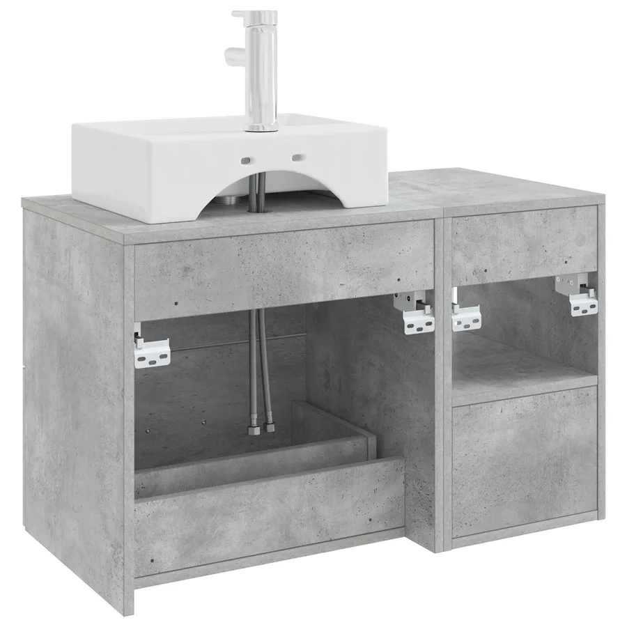 Ensemble de mobilier de salle de bain 2 pcs Gris béton - 6