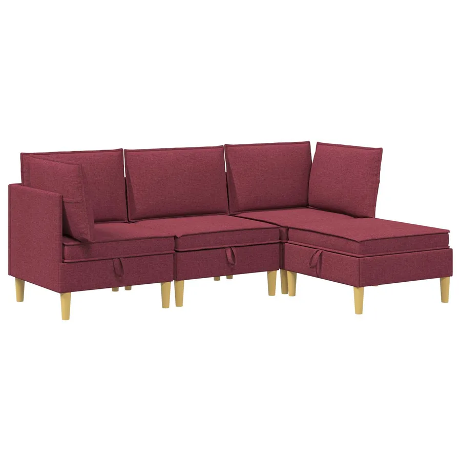 Canapé modulaire avec rangement 4 pcs Bordeaux Tissu - 2