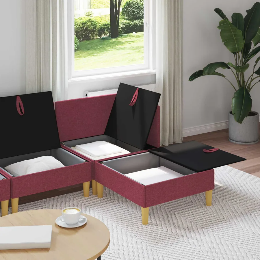 Canapé modulaire avec rangement 4 pcs Bordeaux Tissu - 3