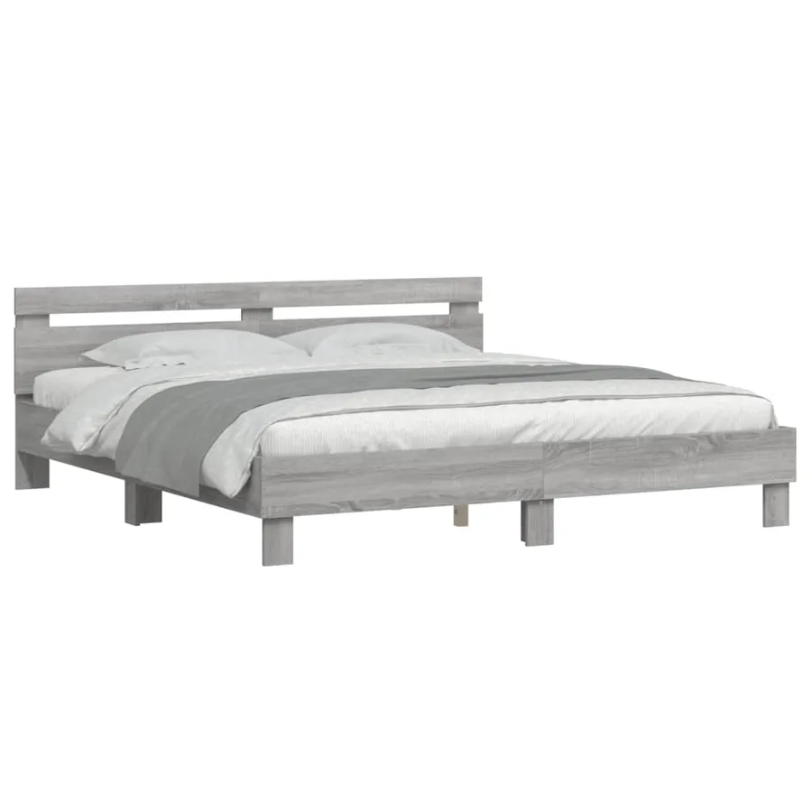 Cadre de lit sans matelas sonoma gris 160x200 cm - 4