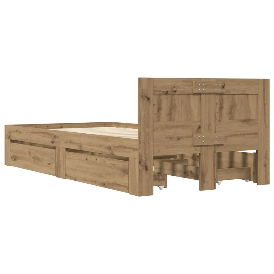Cadre de lit avec tiroir 2 pc Chêne artisanal Bois d'ingénierie - 6