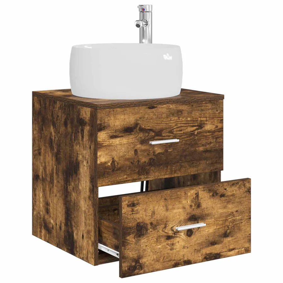 Vanité de lavabo mural Chêne fumé 49,5 x 44,5 x 66 cm - 3