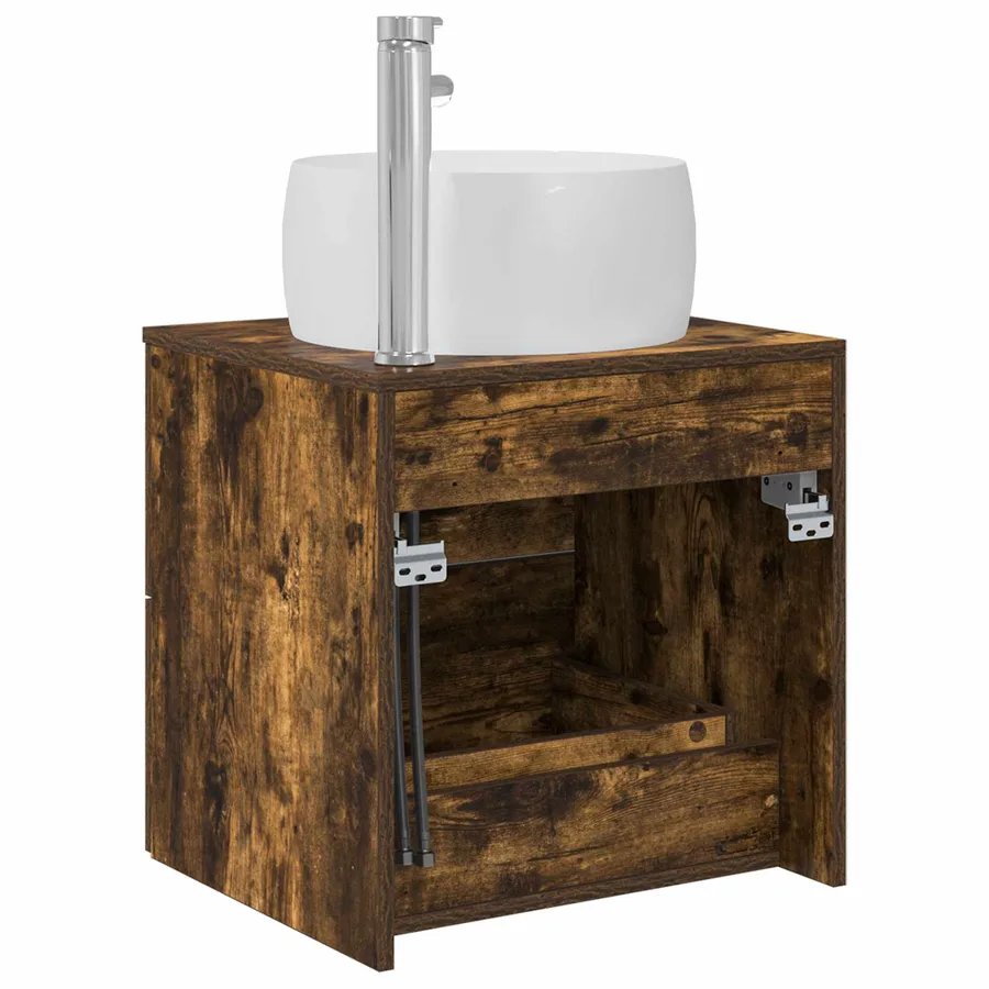 Vanité de lavabo mural Chêne fumé 49,5 x 44,5 x 66 cm - 5