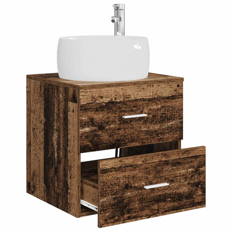 Vanité de lavabo mural Bois ancien 49,5 x 44,5 x 66 cm - 3