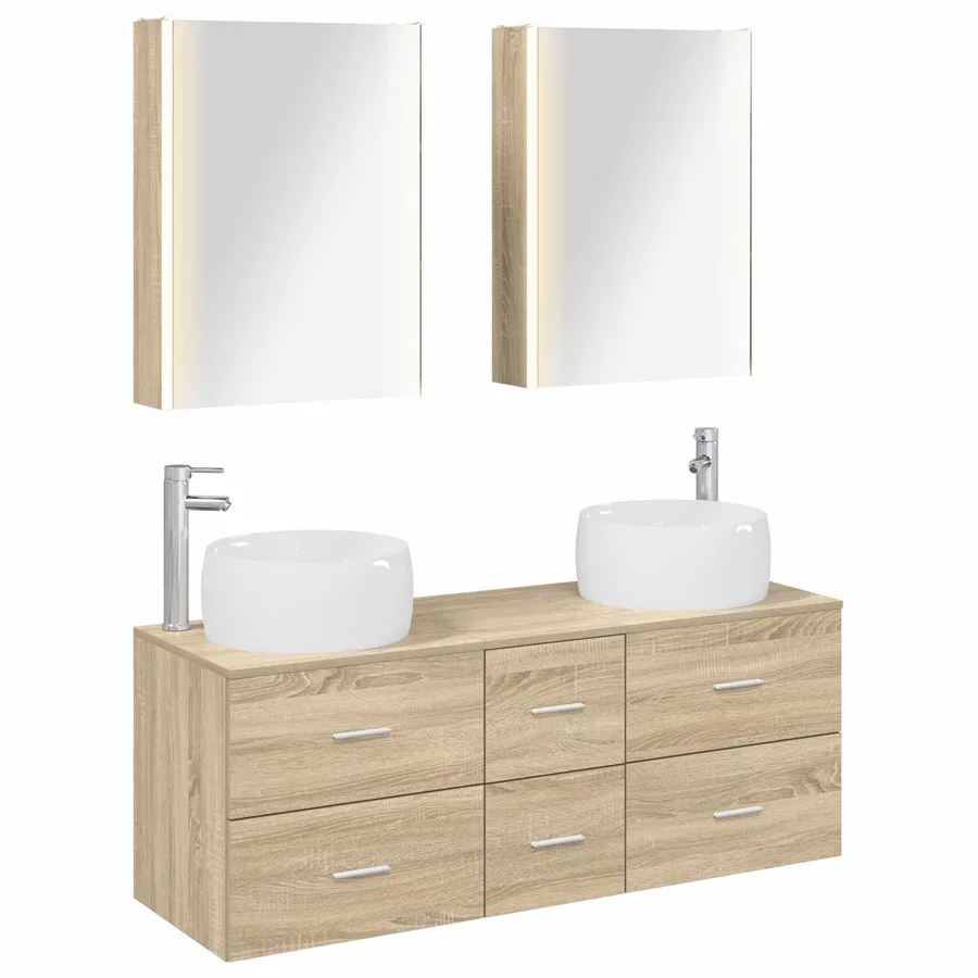 Ensemble de mobilier de salle de bain 5 pcs Chêne Sonoma - 2