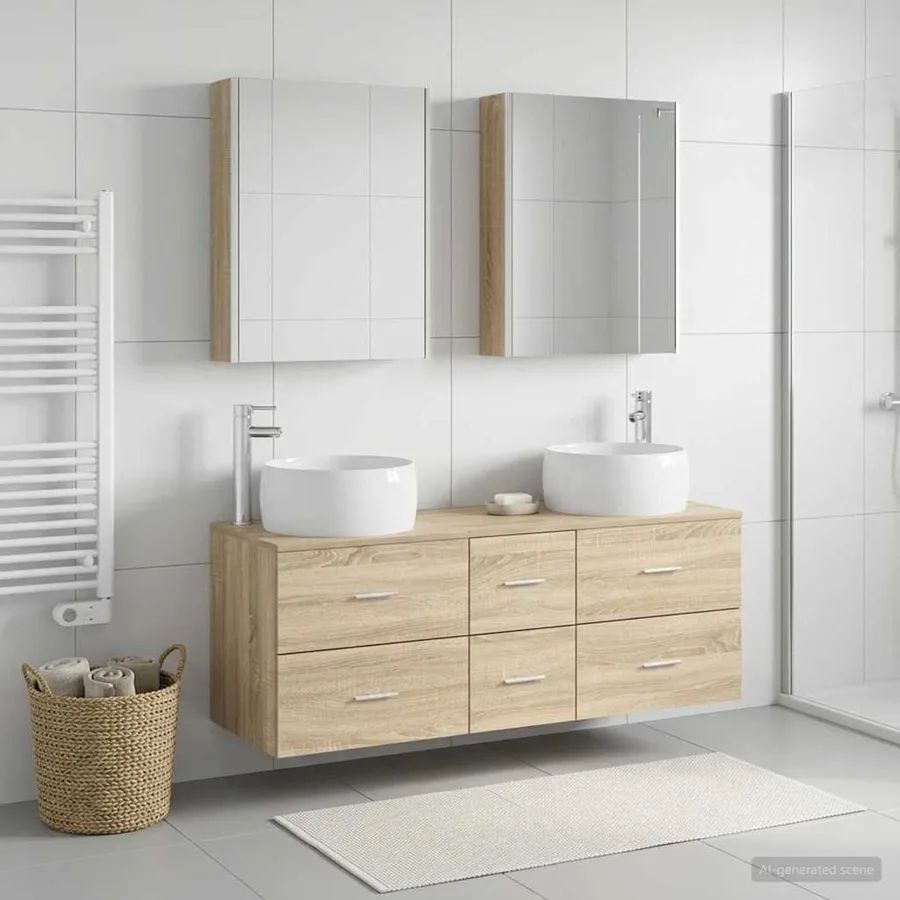 Ensemble de mobilier de salle de bain 5 pcs Chêne Sonoma - 4