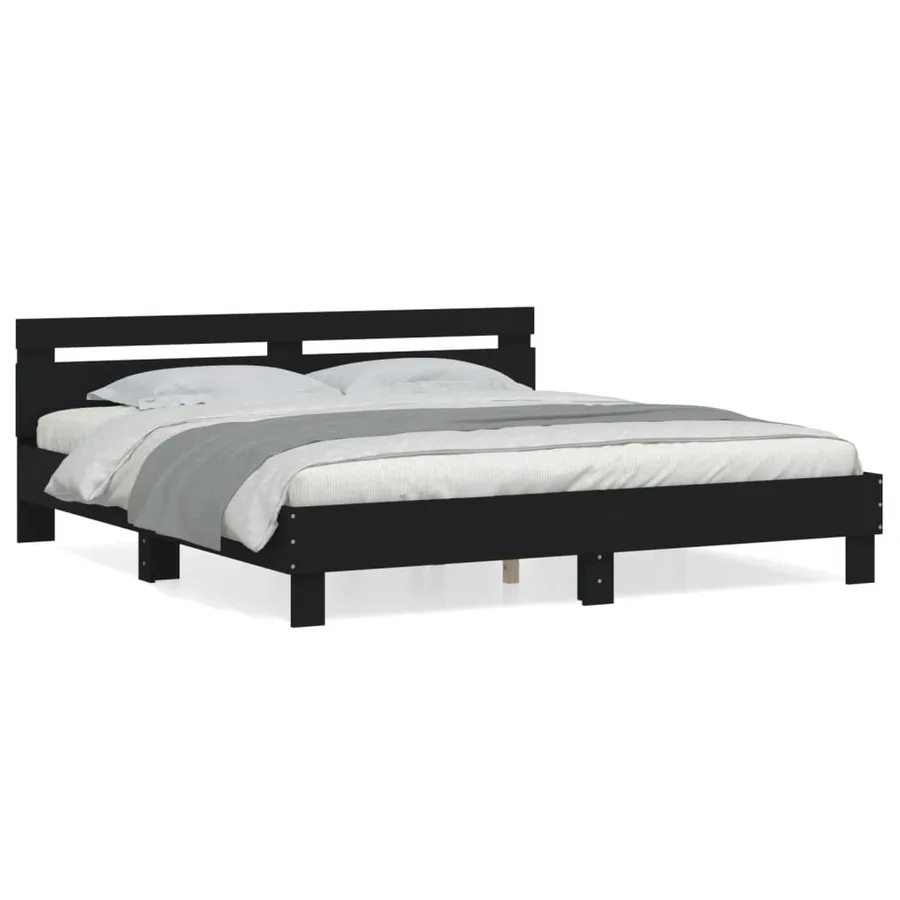 Cadre de lit sans matelas noir 160x200 cm - 2