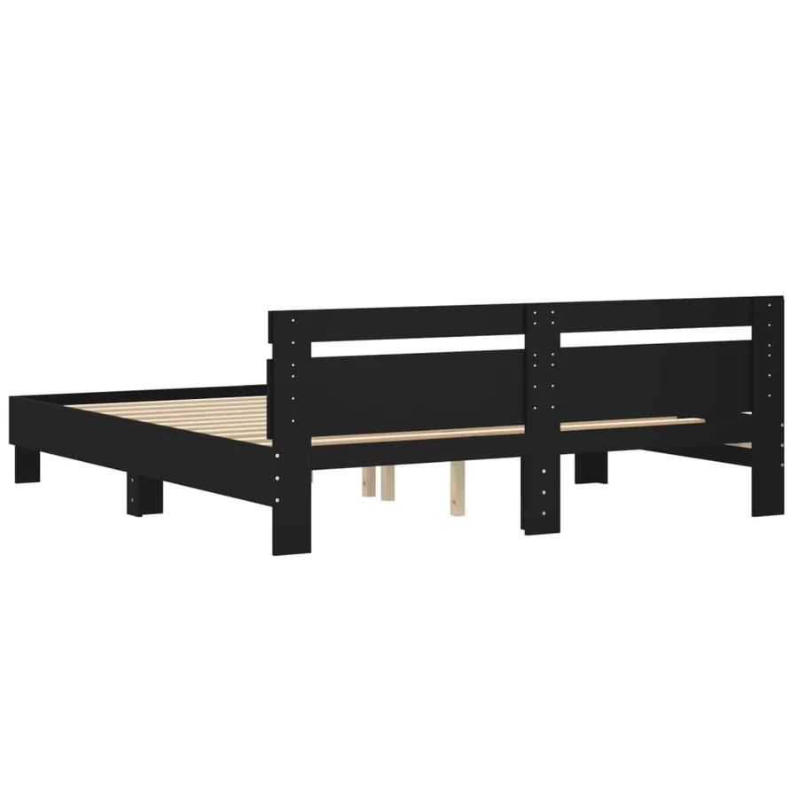 Cadre de lit sans matelas noir 160x200 cm - 7