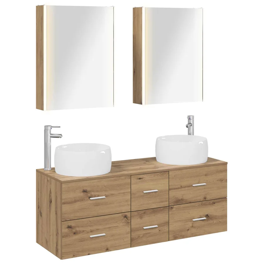 Ensemble de mobilier de salle de bain 5 pc Chêne artisanal - 2