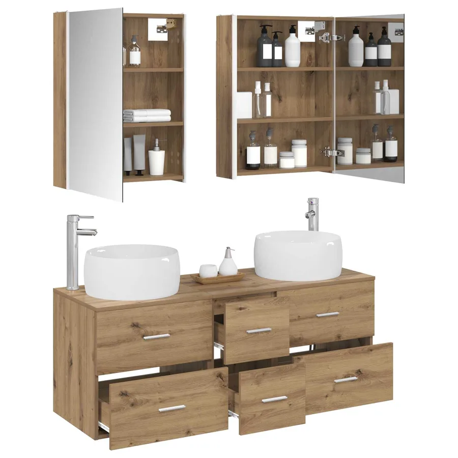 Ensemble de mobilier de salle de bain 5 pc Chêne artisanal - 3