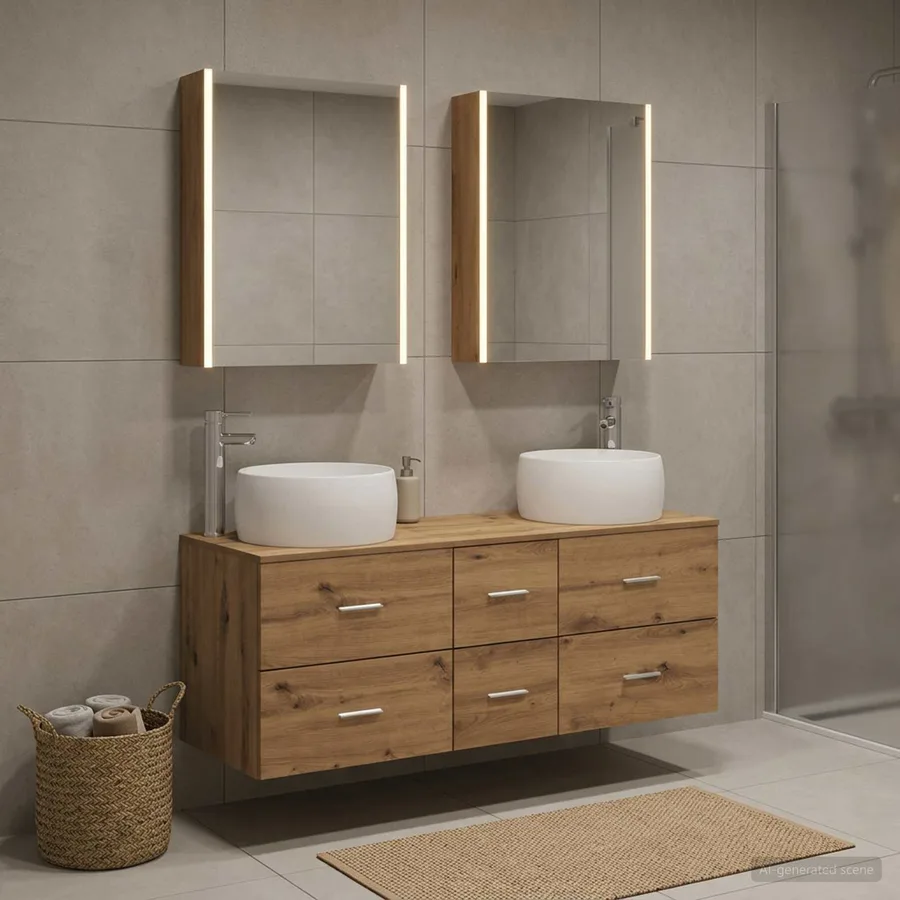 Ensemble de mobilier de salle de bain 5 pc Chêne artisanal - 4