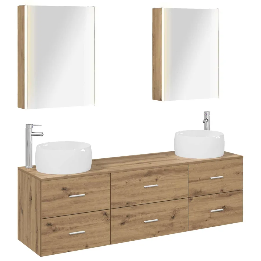 Ensemble de mobilier de salle de bain 5 pc Chêne artisanal - 2