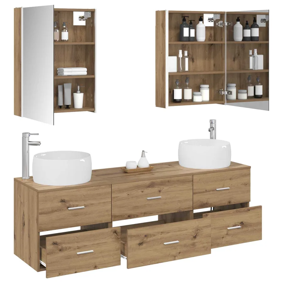 Ensemble de mobilier de salle de bain 5 pc Chêne artisanal - 3