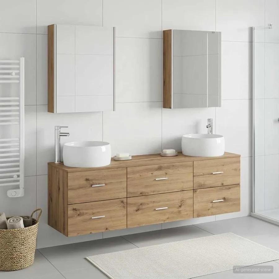 Ensemble de mobilier de salle de bain 5 pc Chêne artisanal - 4