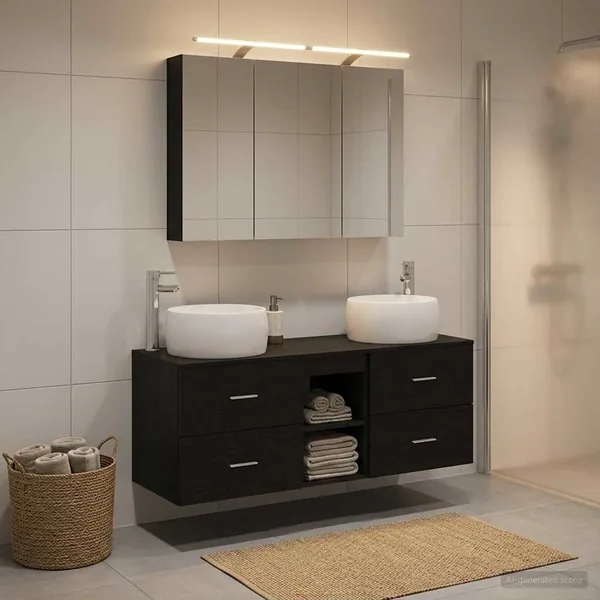Ensemble de mobilier de salle de bain 4 pcs Chêne noir