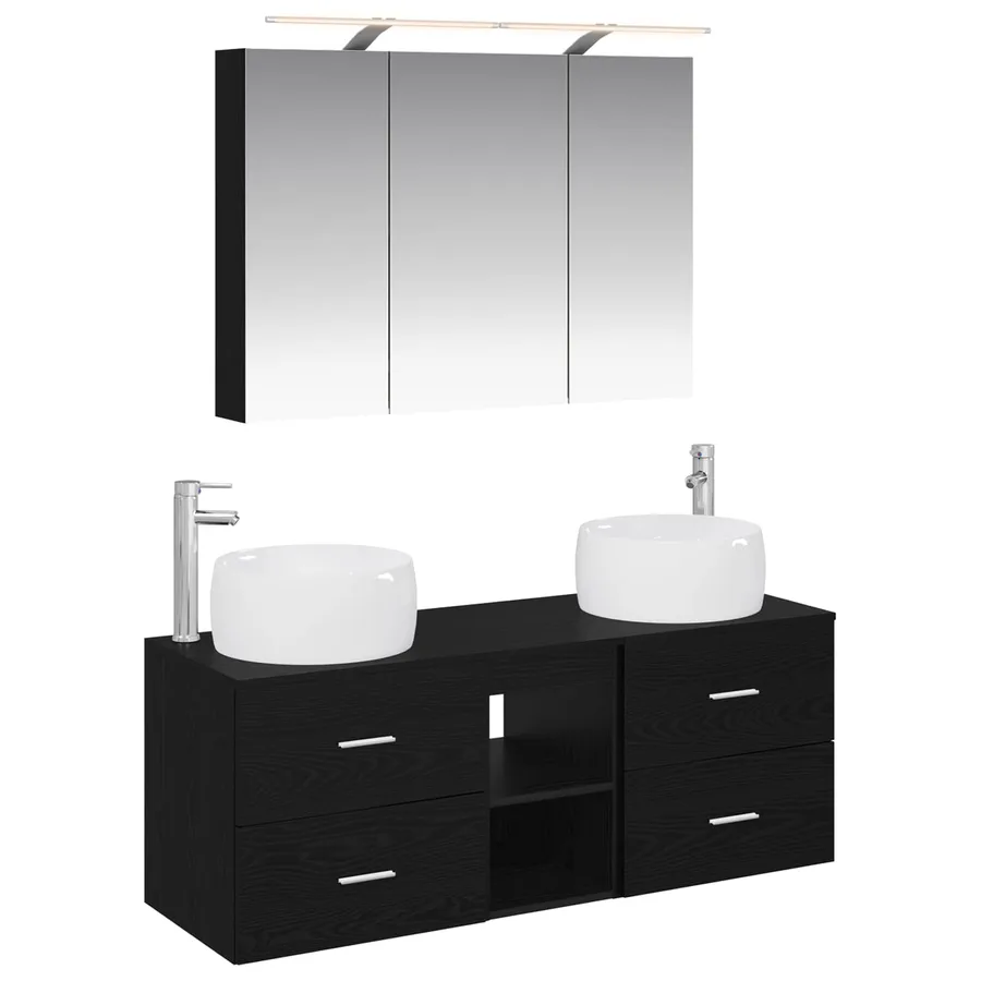 Ensemble de mobilier de salle de bain 4 pcs Chêne noir - 2