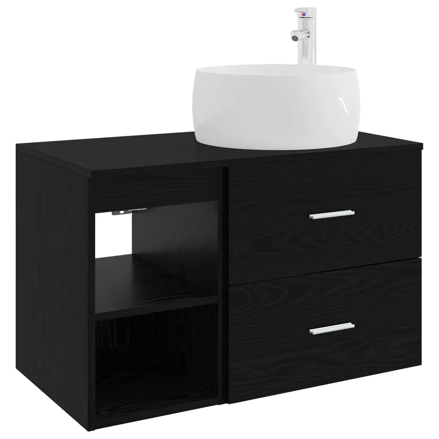 Ensemble de mobilier de salle de bain 2 pcs Chêne noir - 2