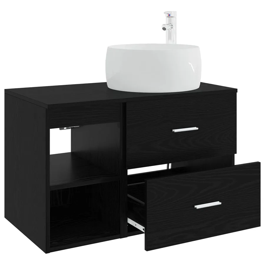 Ensemble de mobilier de salle de bain 2 pcs Chêne noir - 4