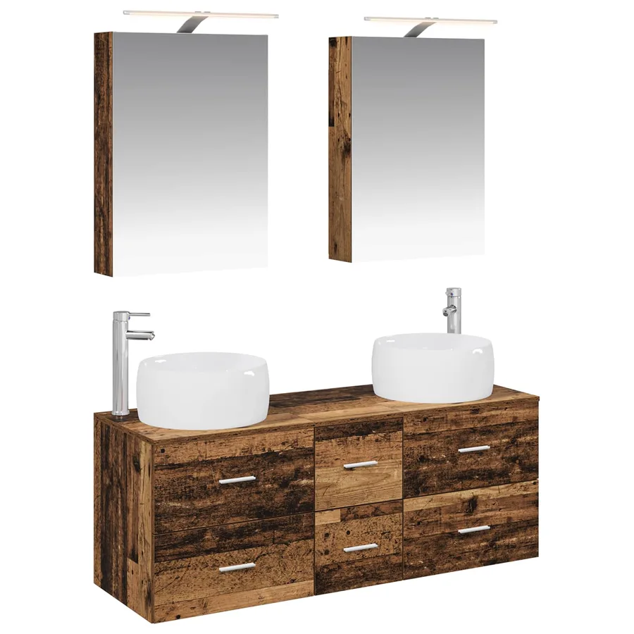 Ensemble de mobilier de salle de bain 5 pcs Bois ancien - 2