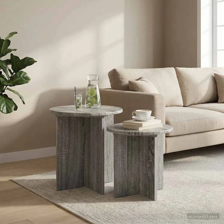 Ensemble de tables d'appoint avec stockage 2 pcs Sonoma gris