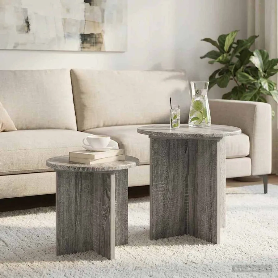 Ensemble de tables d'appoint avec stockage 2 pcs Sonoma gris - 4