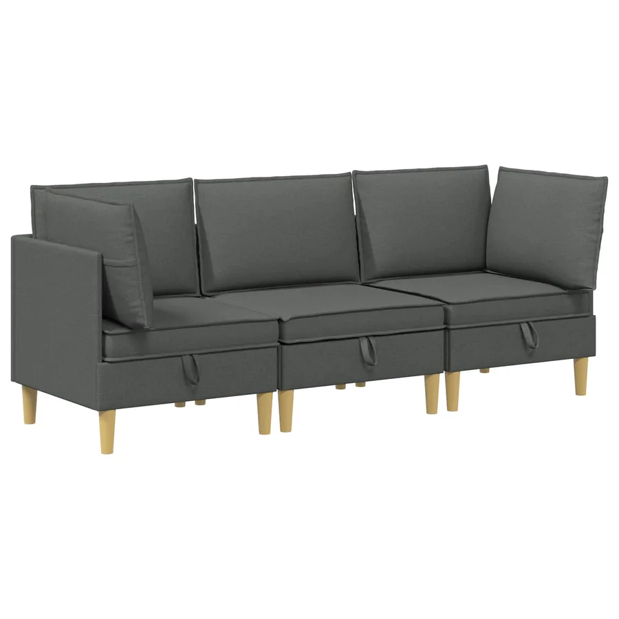 Canapé modulaire avec rangement 3 pcs Gris foncé Tissu - 2