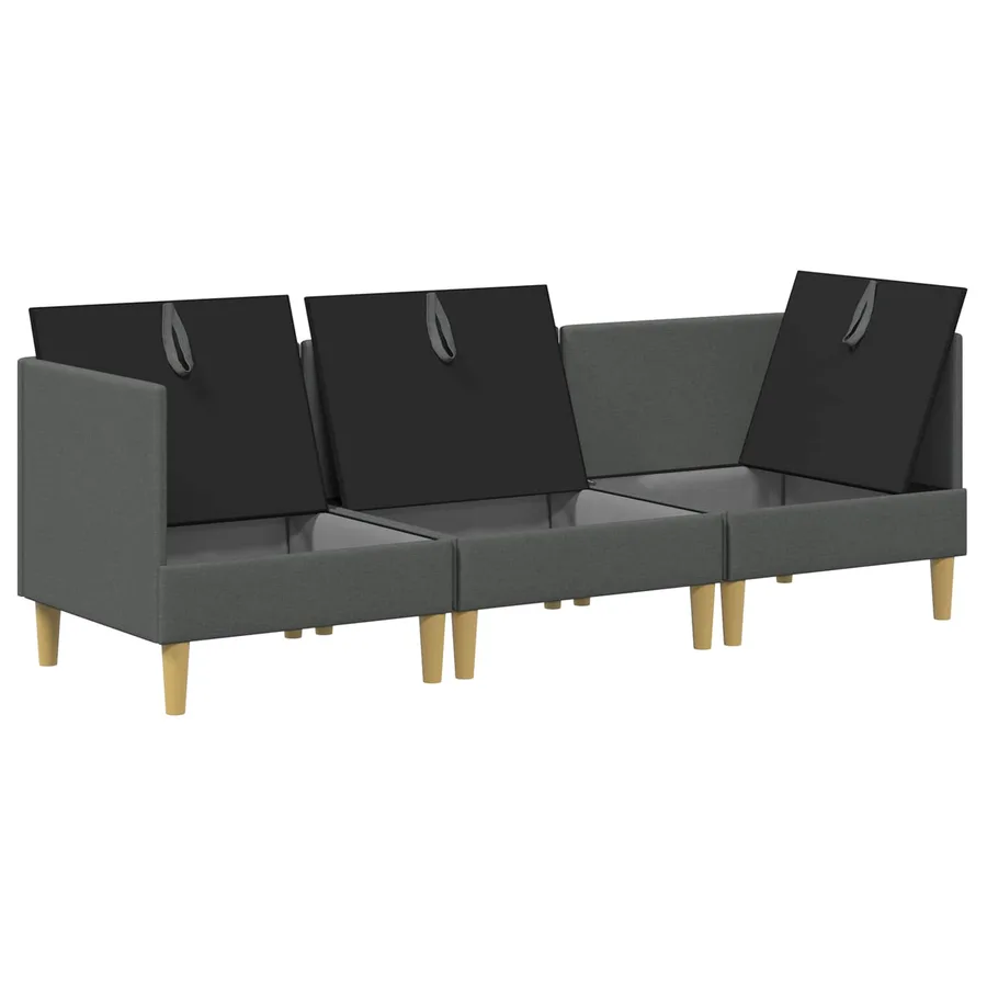 Canapé modulaire avec rangement 3 pcs Gris foncé Tissu - 6