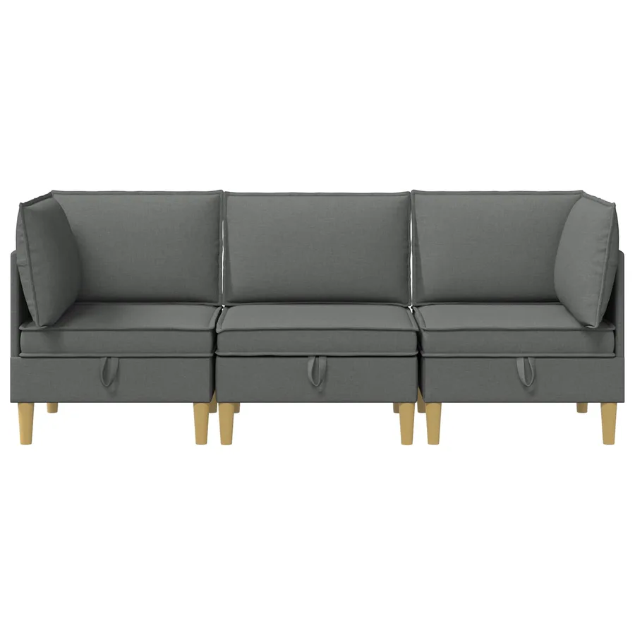 Canapé modulaire avec rangement 3 pcs Gris foncé Tissu - 7