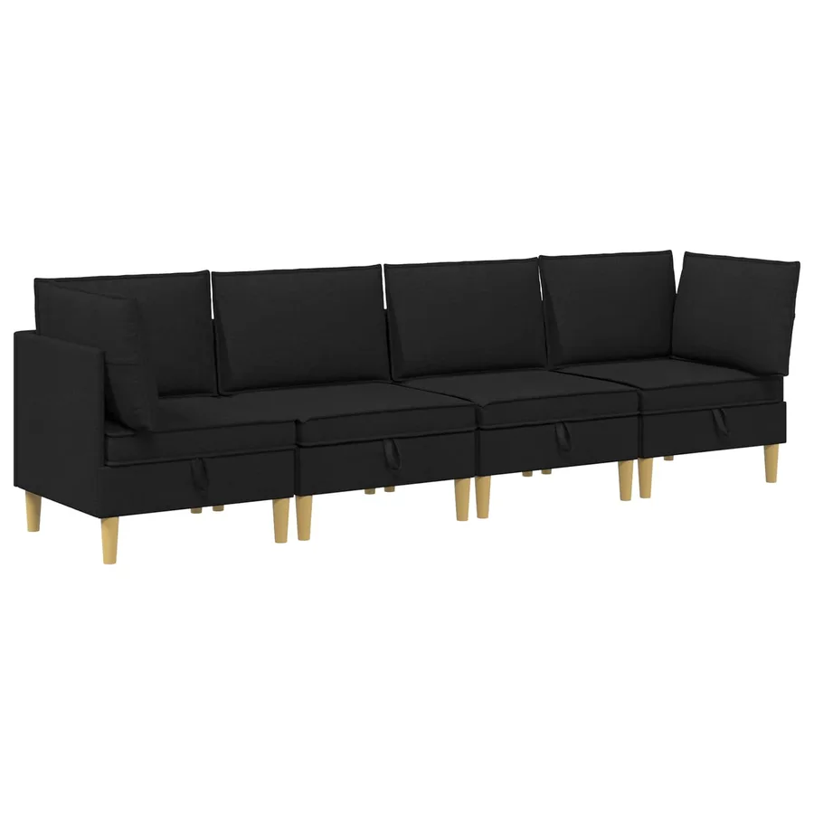 Canapé modulaire avec rangement 4 pcs Noir Tissu - 2