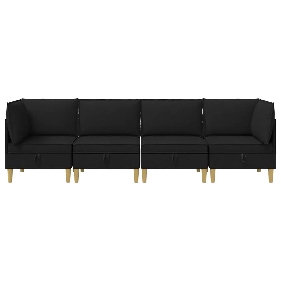 Canapé modulaire avec rangement 4 pcs Noir Tissu - 7