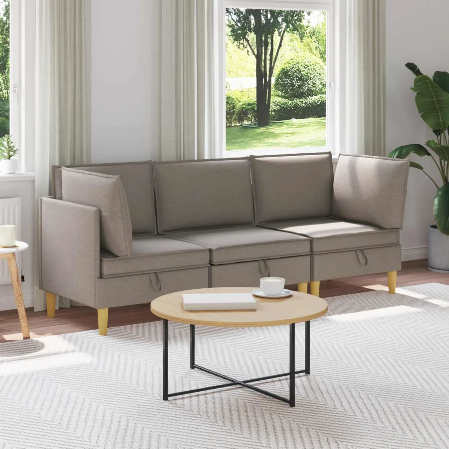 Canapé modulaire avec rangement 3 pcs Taupe Tissu
