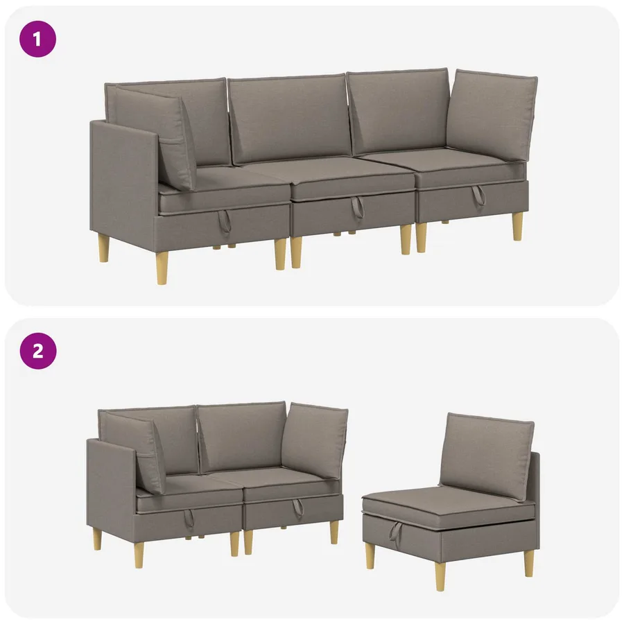 Canapé modulaire avec rangement 3 pcs Taupe Tissu - 10