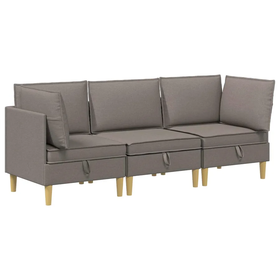 Canapé modulaire avec rangement 3 pcs Taupe Tissu - 2