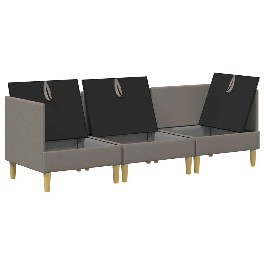 Canapé modulaire avec rangement 3 pcs Taupe Tissu - 4