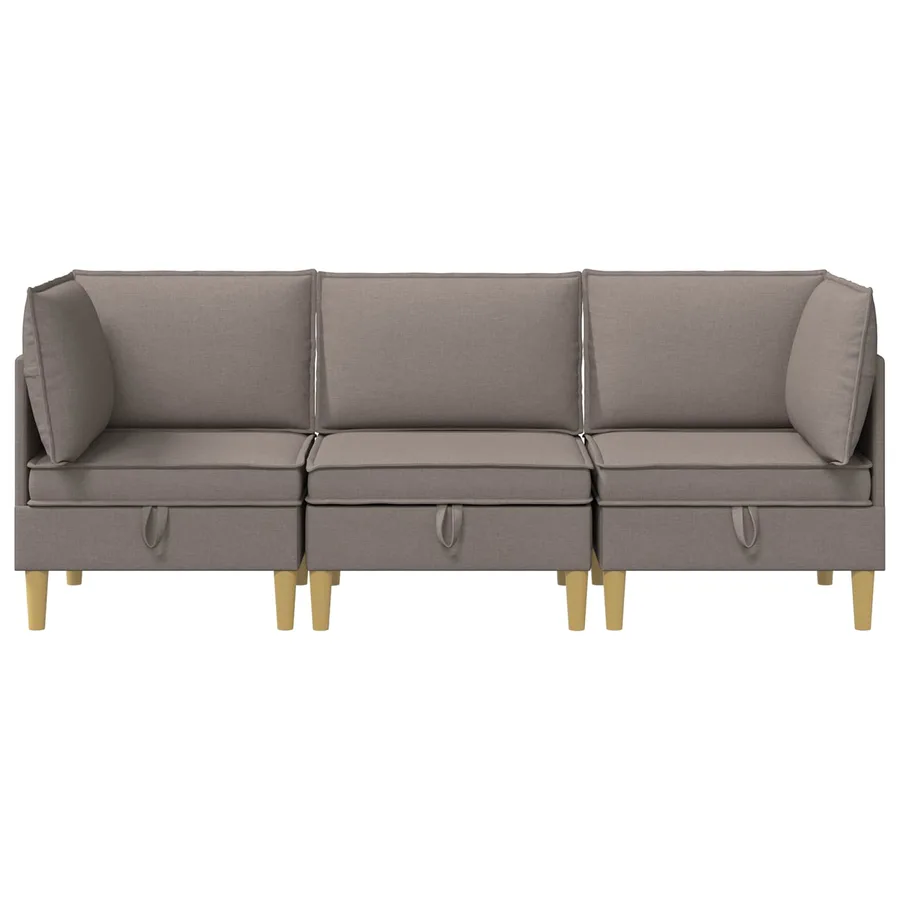 Canapé modulaire avec rangement 3 pcs Taupe Tissu - 7