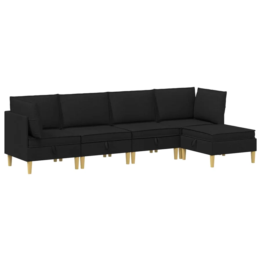 Canapé modulaire avec rangement 5 pcs Noir Tissu - 2