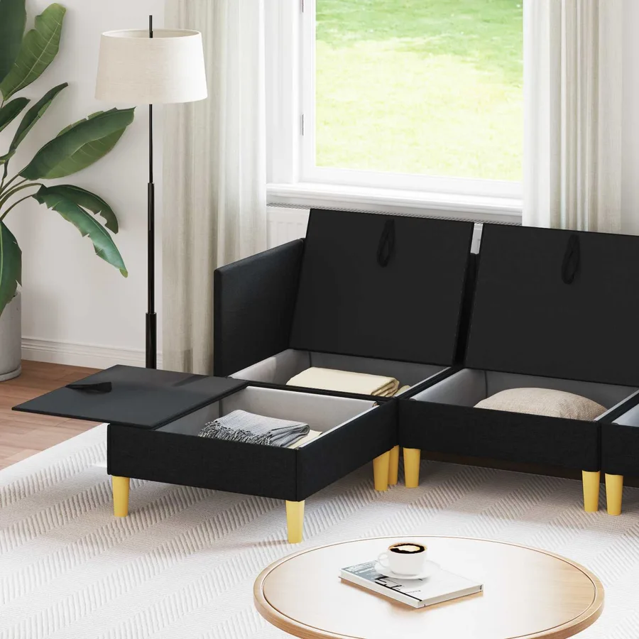 Canapé modulaire avec rangement 5 pcs Noir Tissu - 3