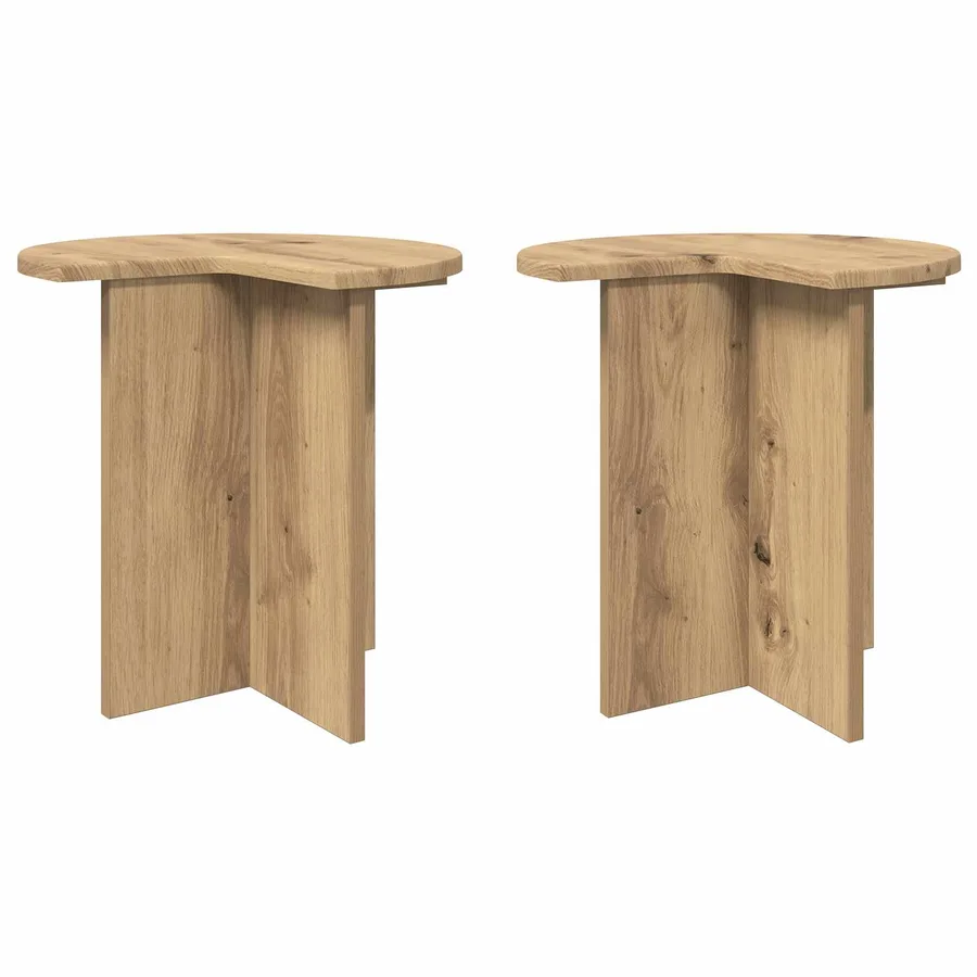 Table d'appoint 2 pc Chêne artisanal Ø 39 x 38 cm - 2