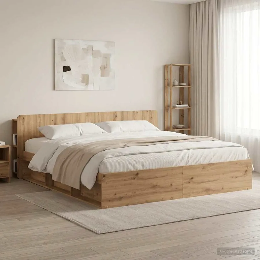 Cabinet de Tête de Lit Chêne artisanal 180 cm Bois d'ingénierie - 4