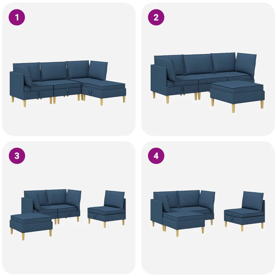 Canapé modulaire avec rangement 4 pcs Bleu Tissu - 11