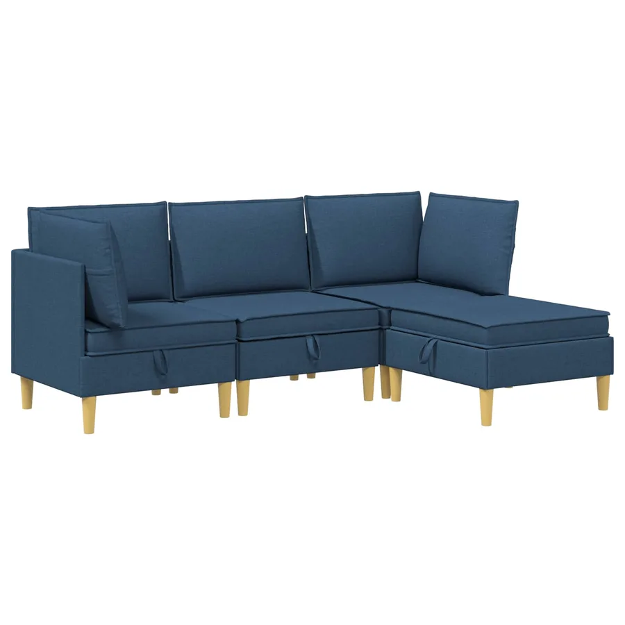 Canapé modulaire avec rangement 4 pcs Bleu Tissu - 2