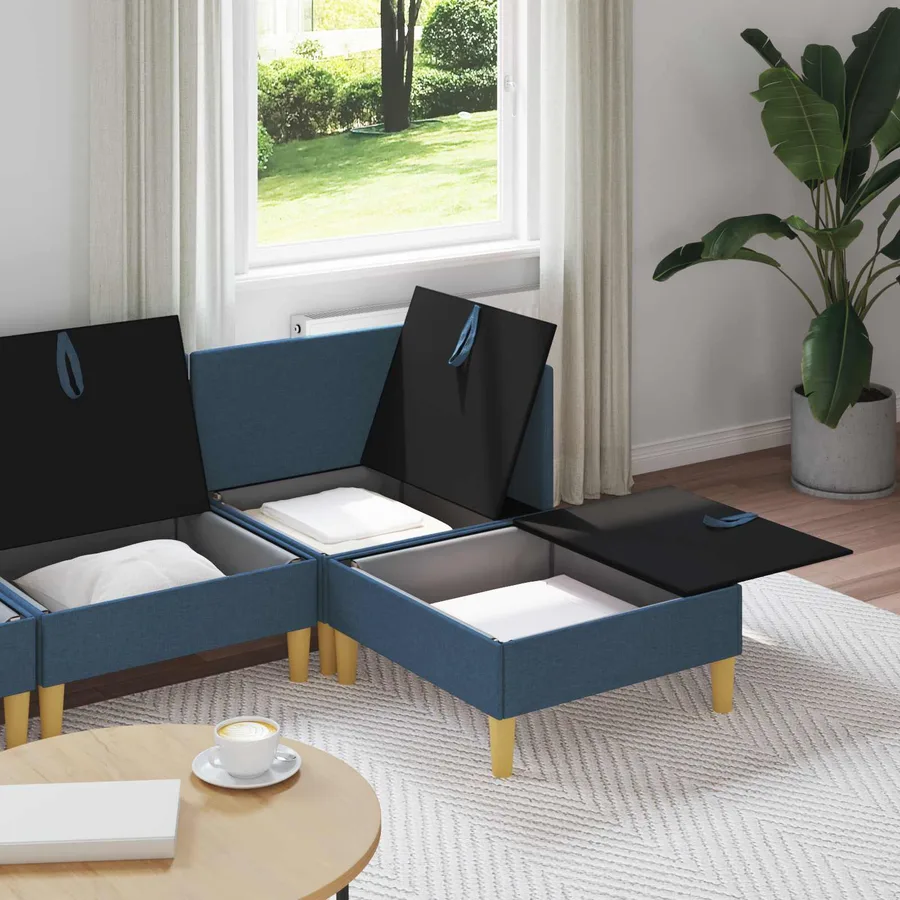 Canapé modulaire avec rangement 4 pcs Bleu Tissu - 3