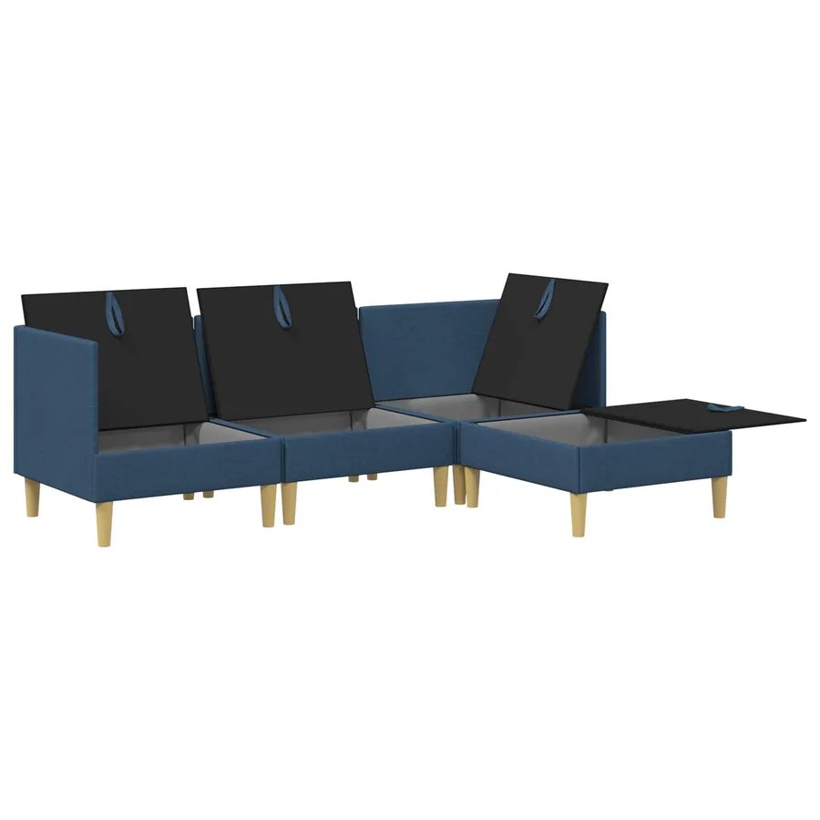 Canapé modulaire avec rangement 4 pcs Bleu Tissu - 7