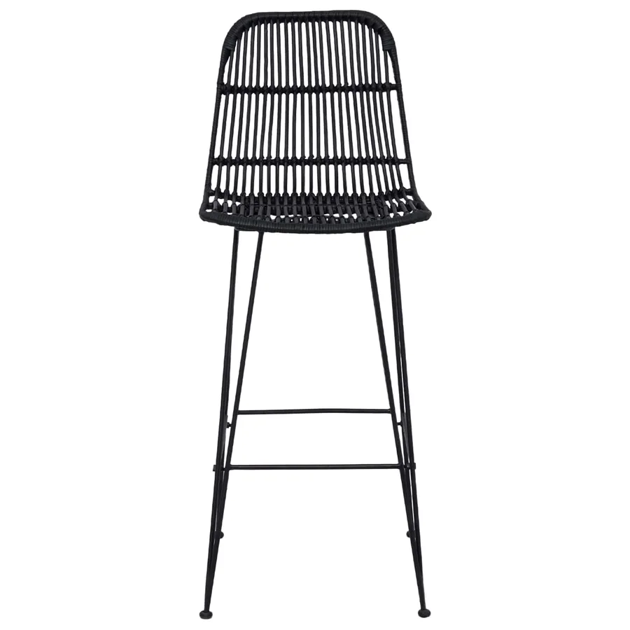 Tabouret de bar 2 pcs Noir 44 x 55 x 109 cm Rattan et Acier - 5