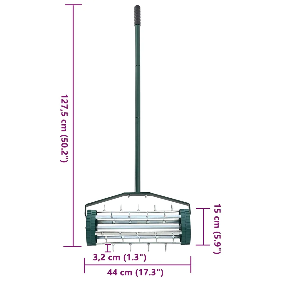 Roller à gazon tiré avec des pinces aérateur Vert 127,5 x 44 cm - 7